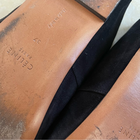 Celine Black Suede Babouche Pointed Toe Ballet Flats - Picture 7 of 13